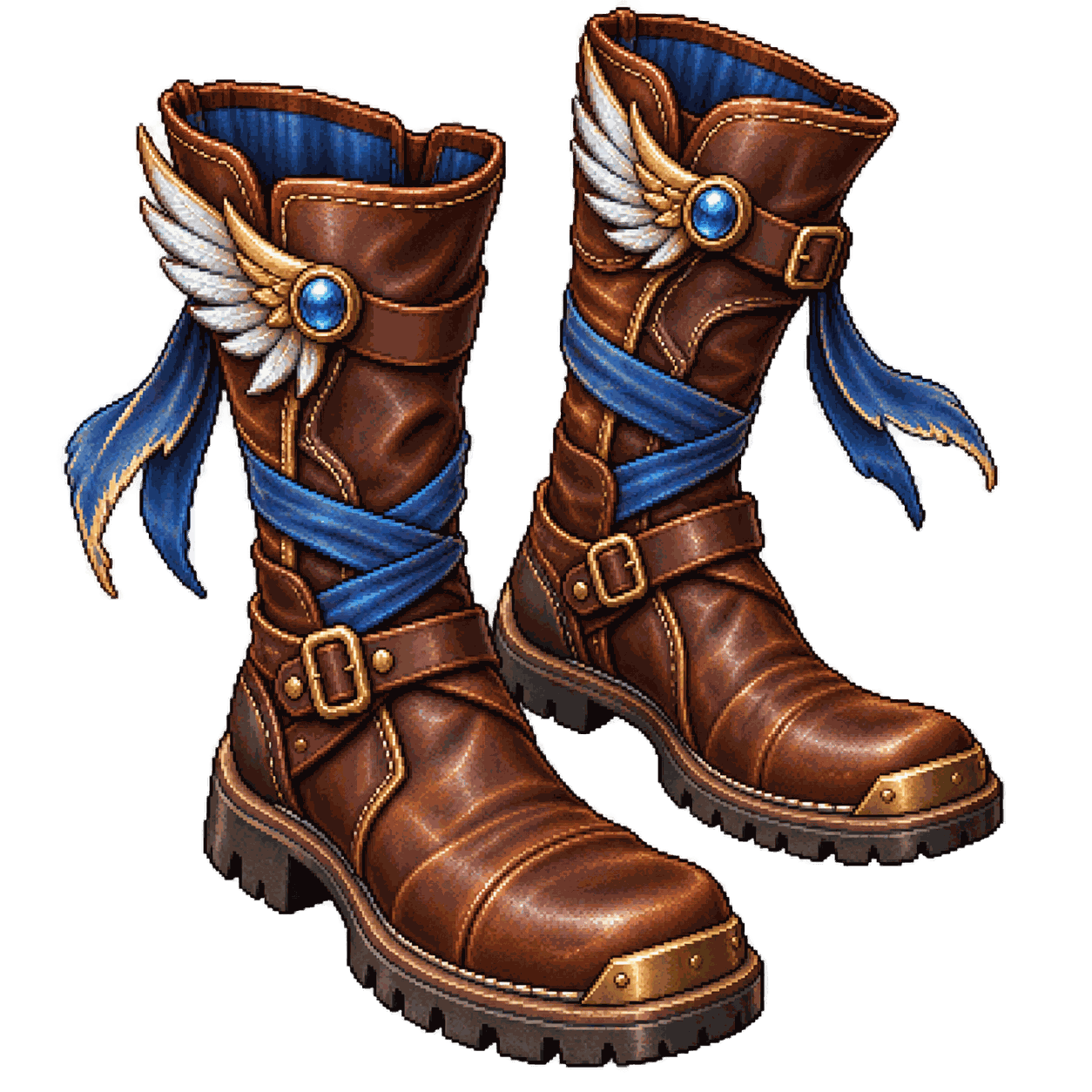 Static high-resolution pixel-art illustration of Boots of Striding and Springing.