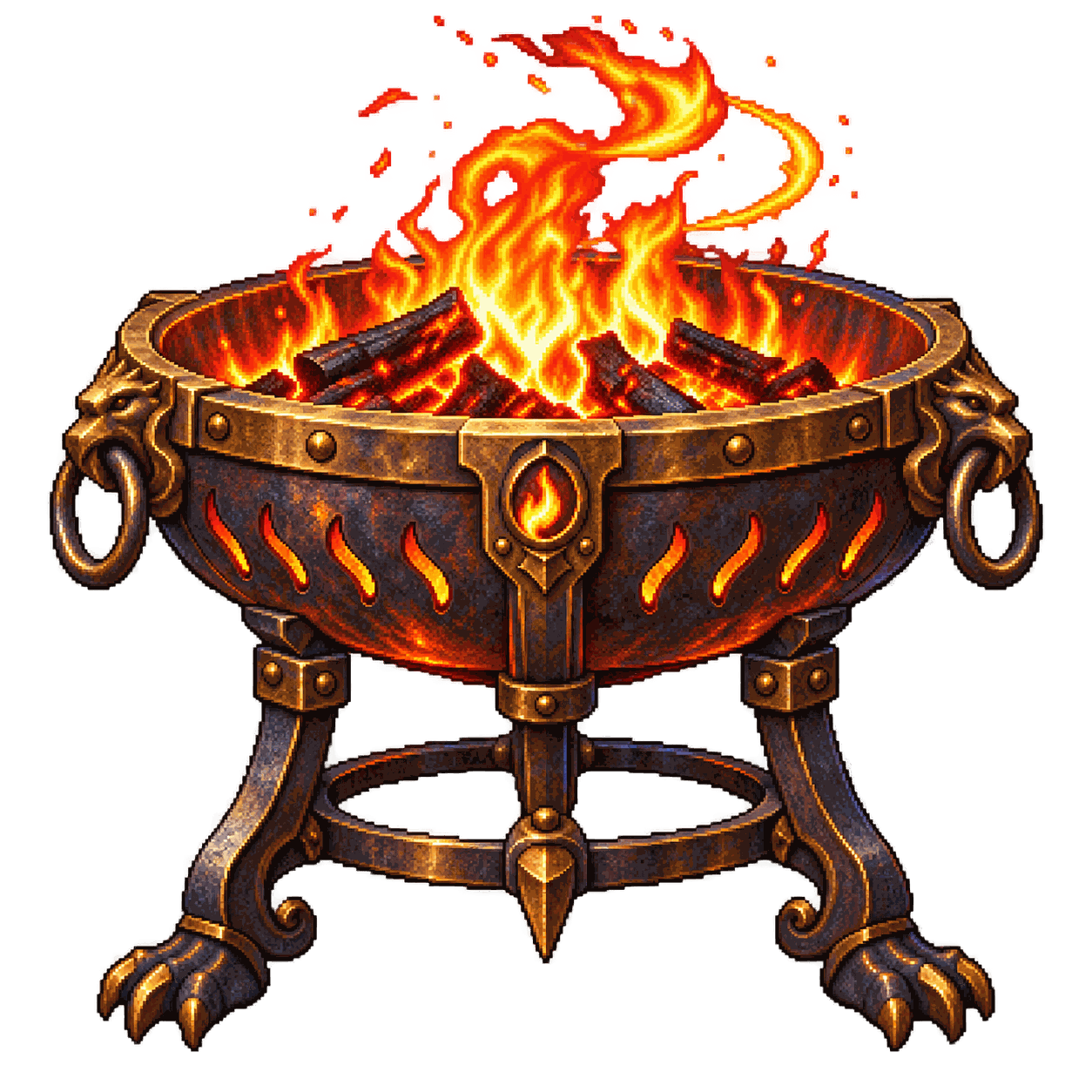 Static high-resolution pixel-art illustration of Brazier of Commanding Fire Elementals.