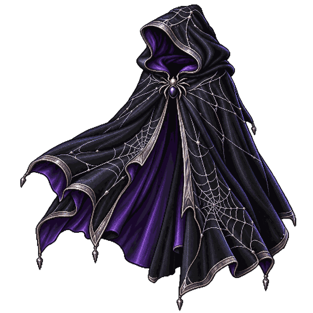 Static high-resolution pixel-art illustration of Cloak of Arachnida.