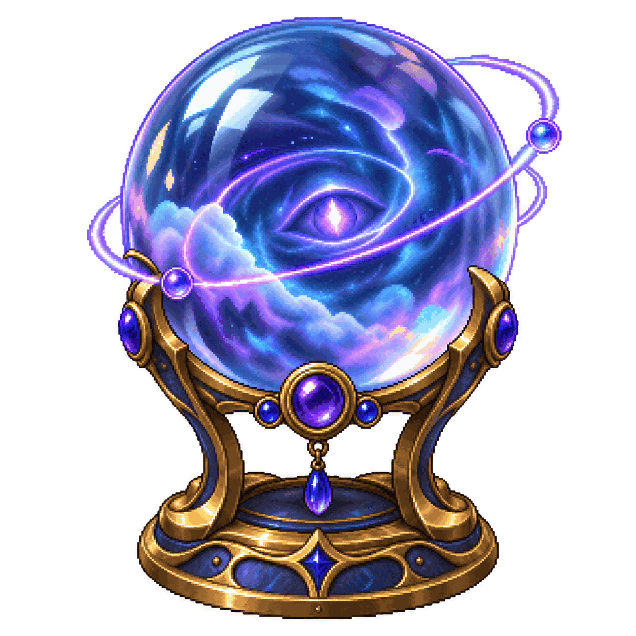 Static high-resolution pixel-art illustration of Crystal Ball of Telepathy.