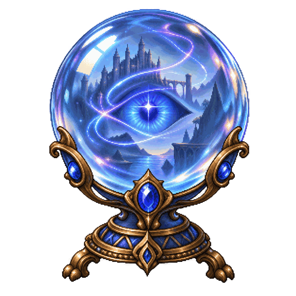 Static high-resolution pixel-art illustration of Crystal Ball of True Seeing.