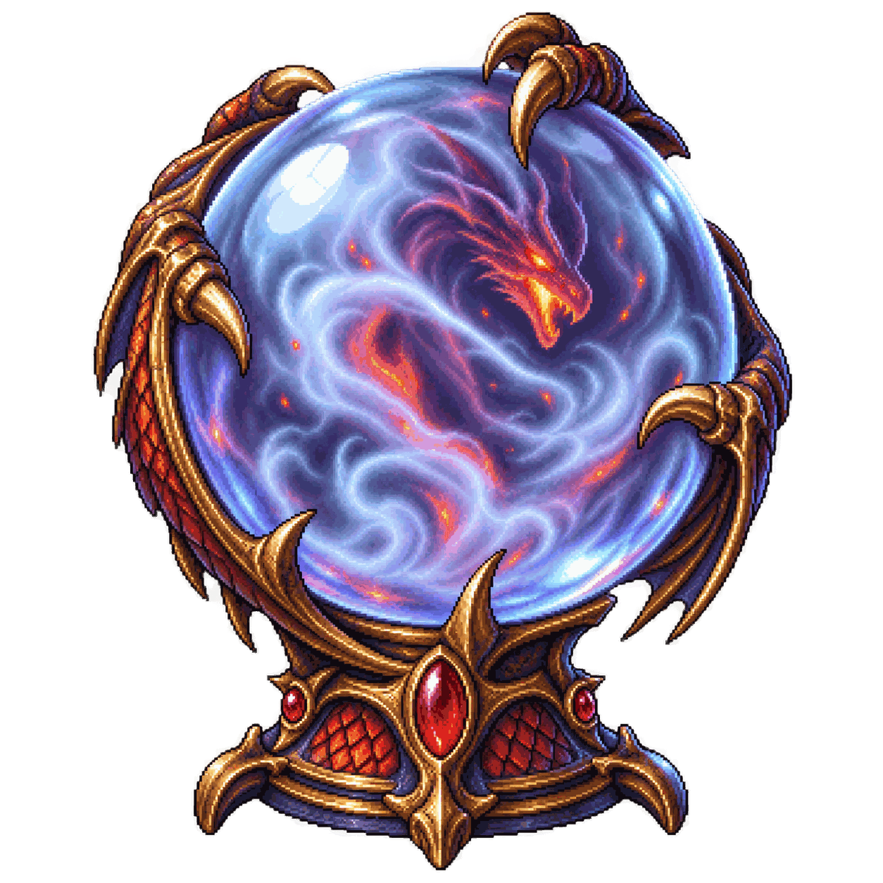 Static high-resolution pixel-art illustration of Dragon Orb.