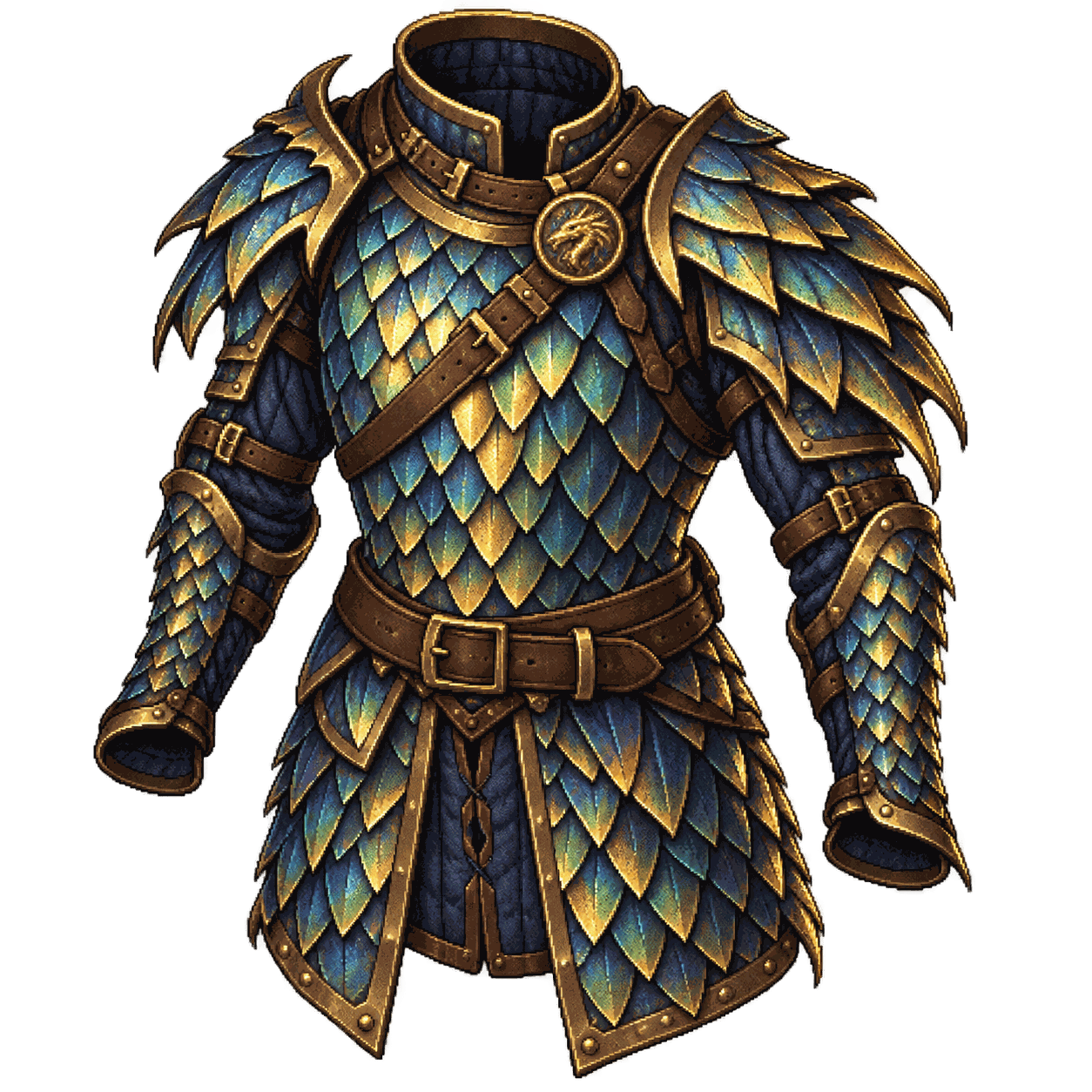 Static high-resolution pixel-art illustration of Dragon Scale Mail.