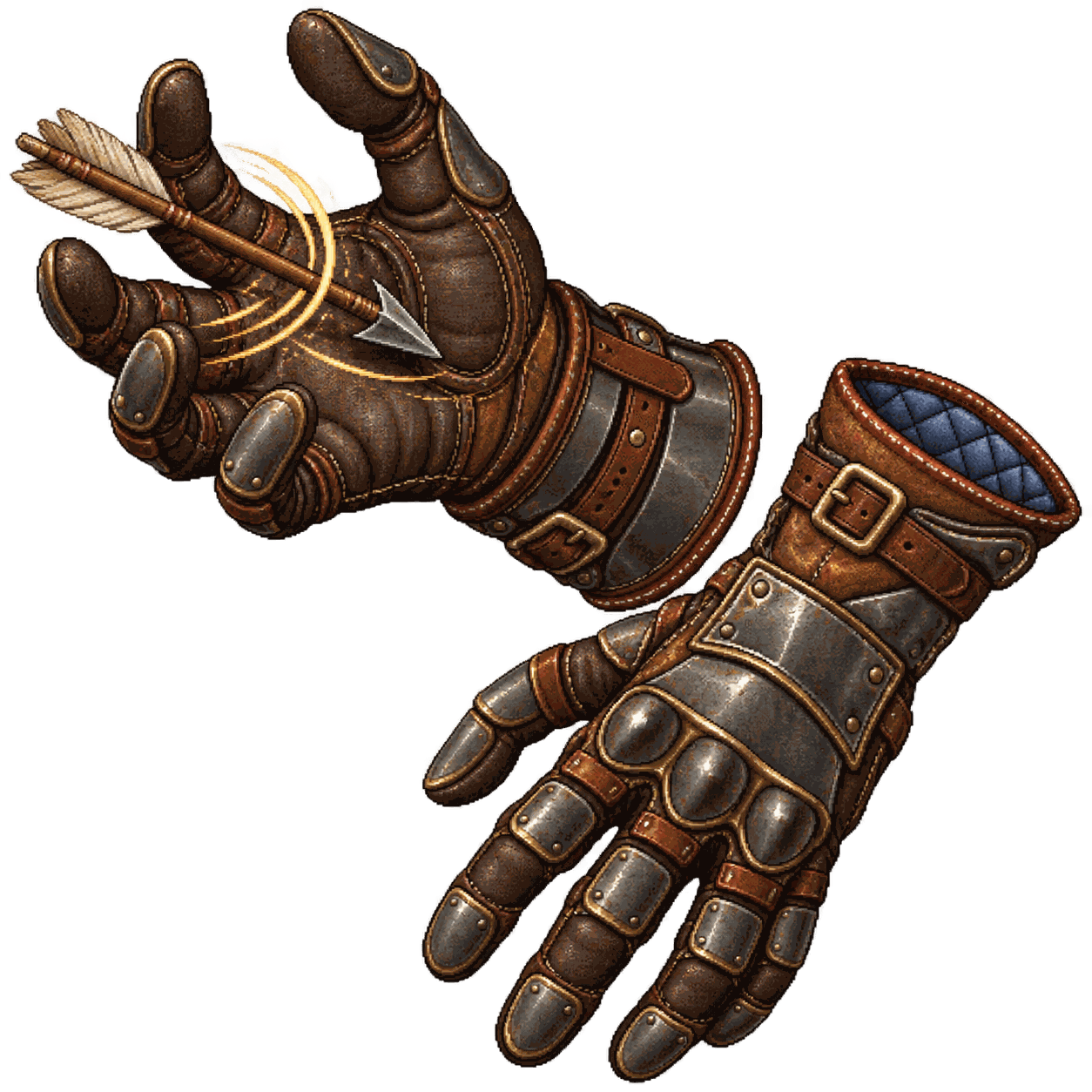 Static high-resolution pixel-art illustration of Gloves of Missile Snaring.
