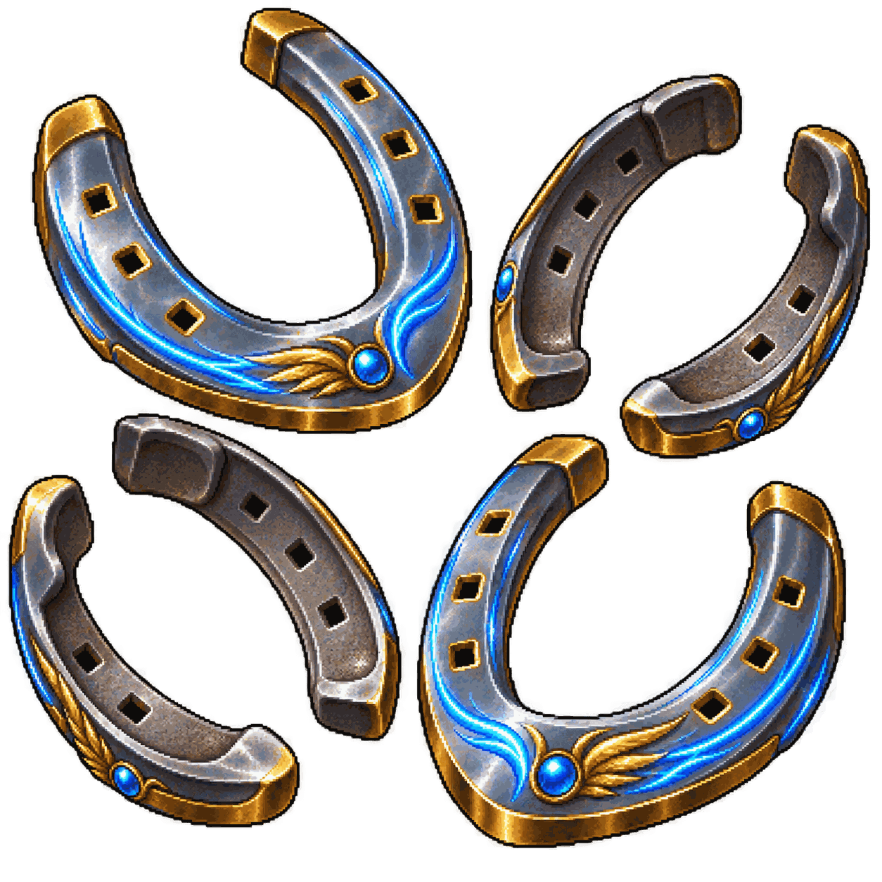 Static high-resolution pixel-art illustration of Horseshoes of Speed.