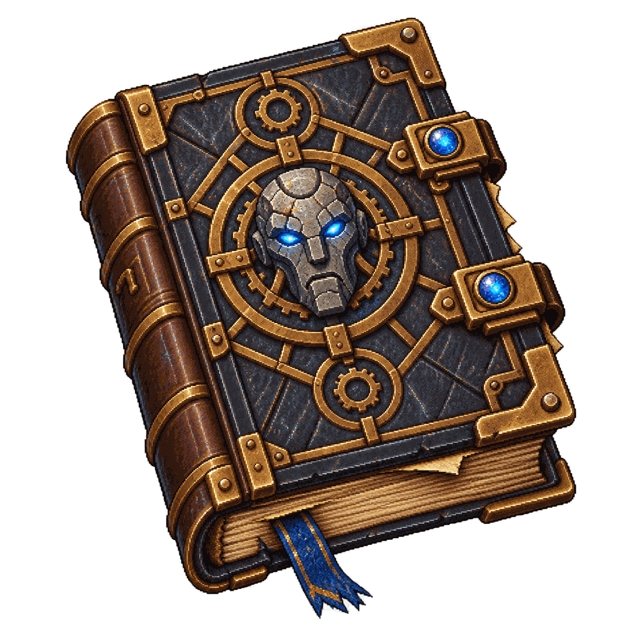 Static high-resolution pixel-art illustration of Manual of Golems.