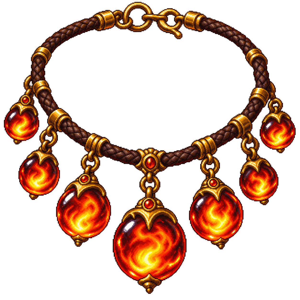 Static high-resolution pixel-art illustration of Necklace of Fireballs.
