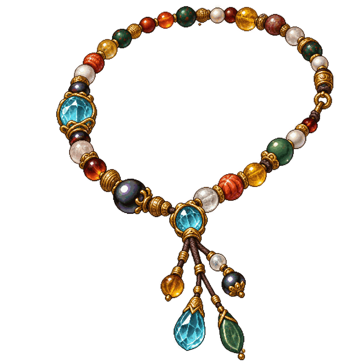 Static high-resolution pixel-art illustration of Necklace of Prayer Beads.