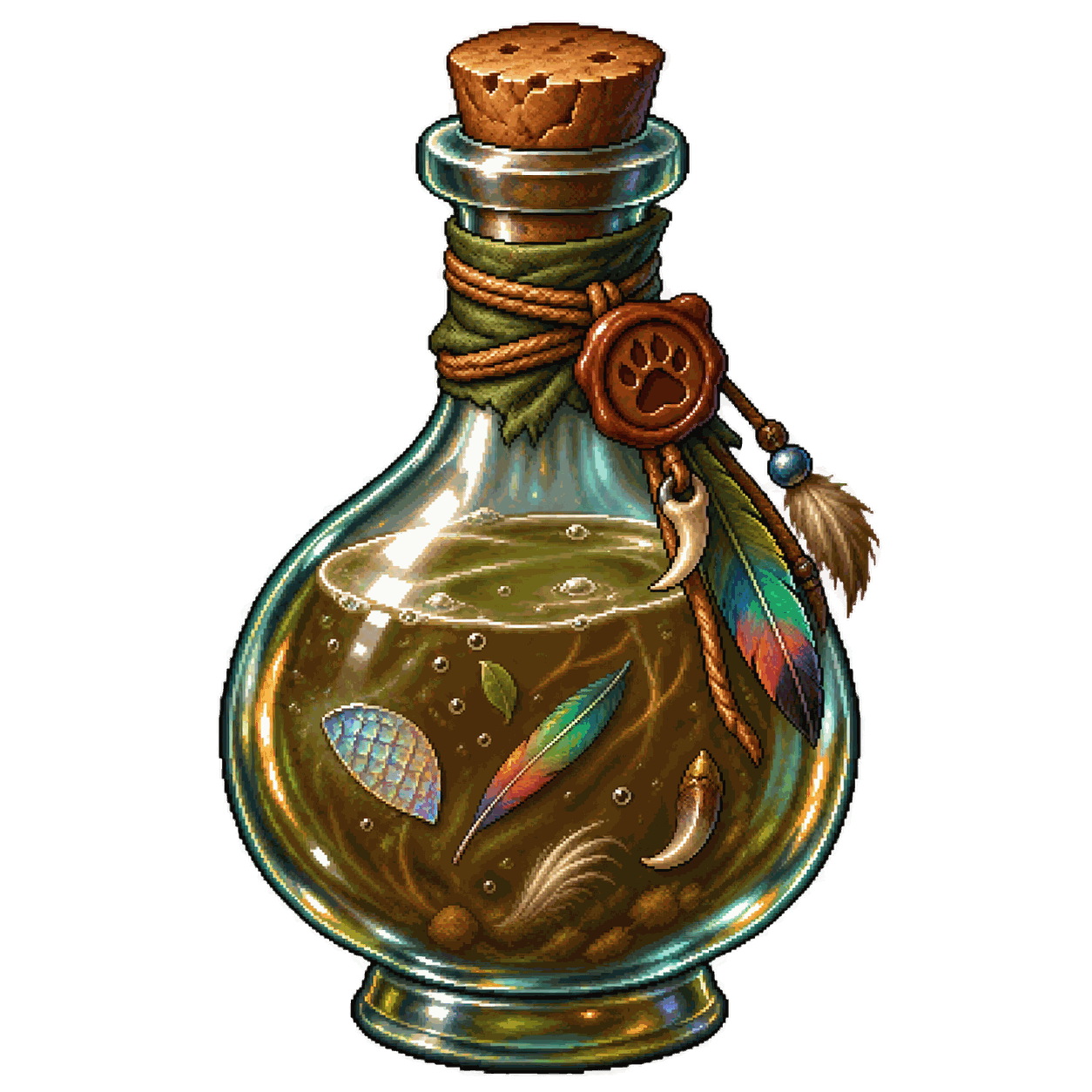 Static high-resolution pixel-art illustration of Potion of Animal Friendship.