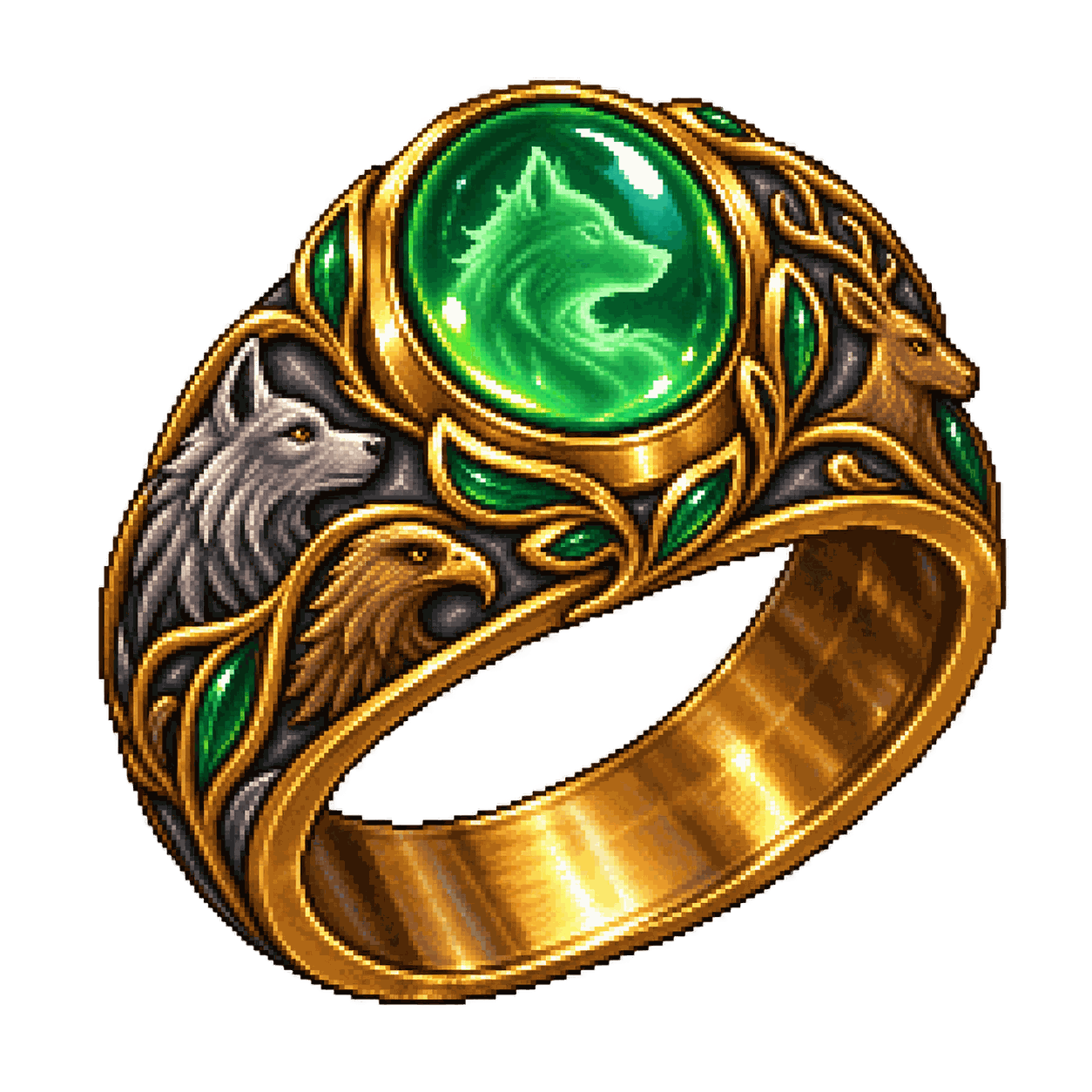 Static high-resolution pixel-art illustration of Ring of Animal Influence.