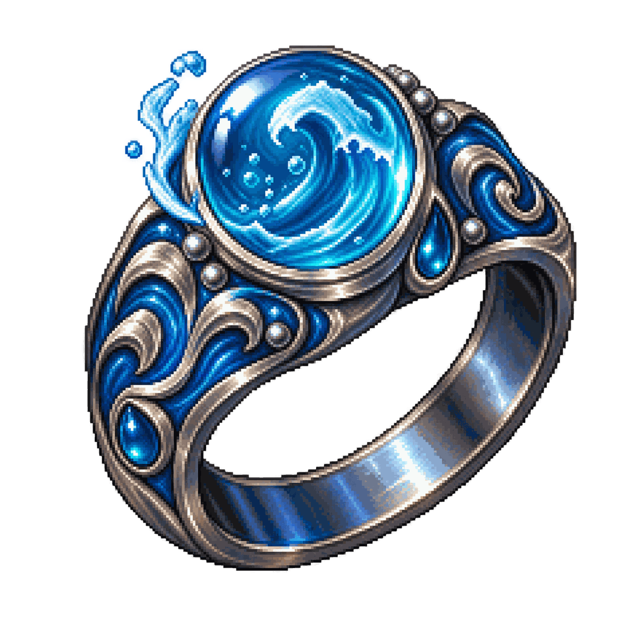 Static high-resolution pixel-art illustration of Ring of Water Walking.
