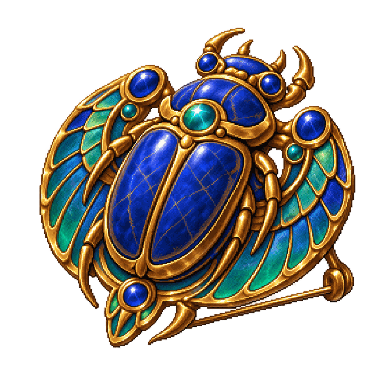 Static high-resolution pixel-art illustration of Scarab of Protection.