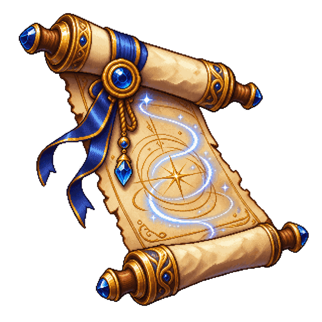 Static high-resolution pixel-art illustration of Spell Scroll.