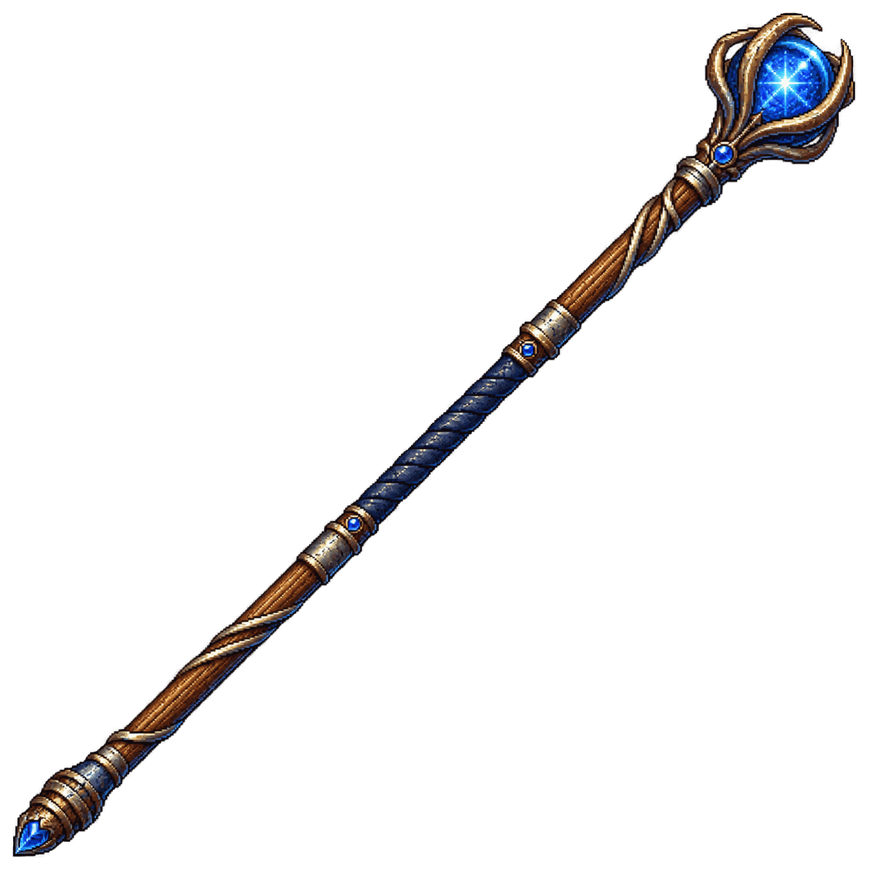 Static high-resolution pixel-art illustration of Staff of Striking.