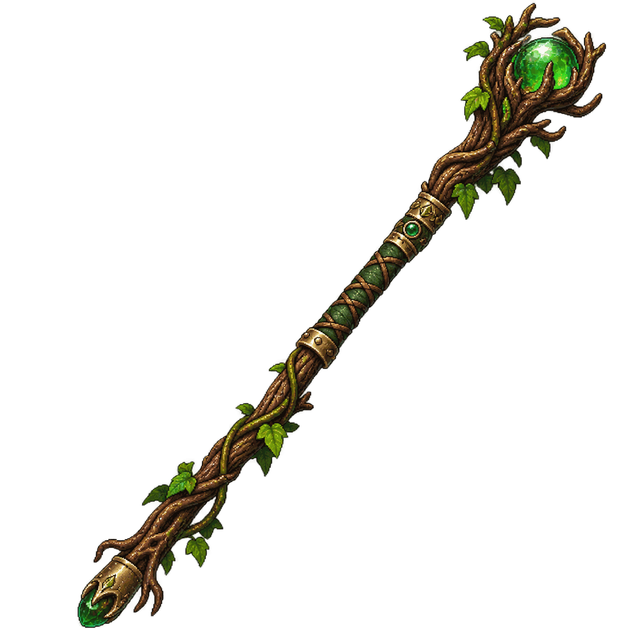 Static high-resolution pixel-art illustration of Staff of the Woodlands.