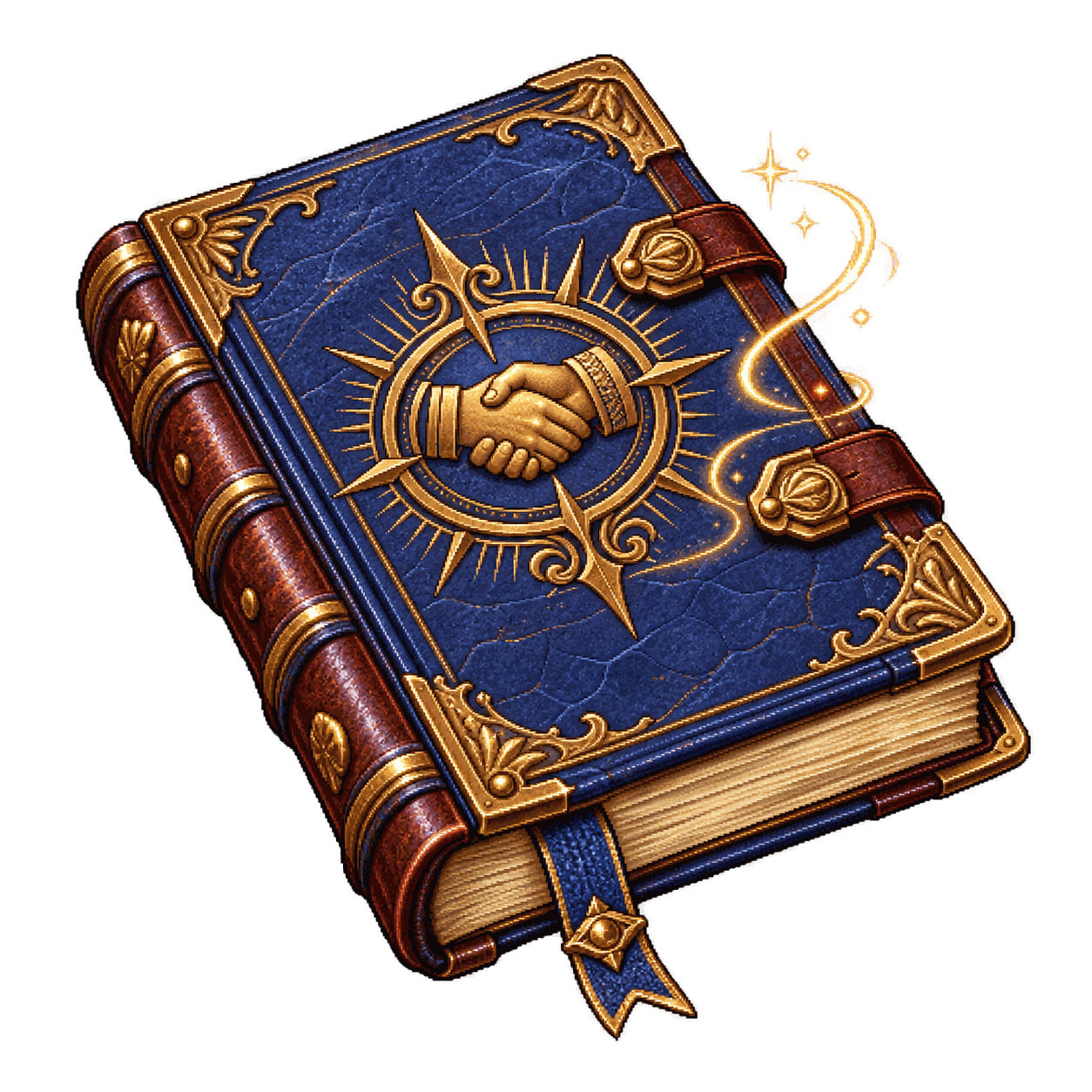 Static high-resolution pixel-art illustration of Tome of Leadership and Influence.