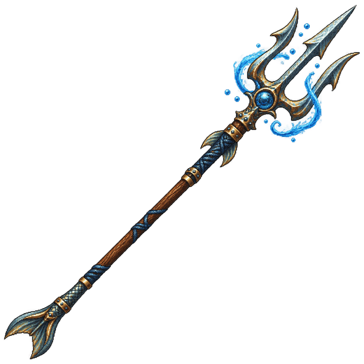 Static high-resolution pixel-art illustration of Trident of Fish Command.