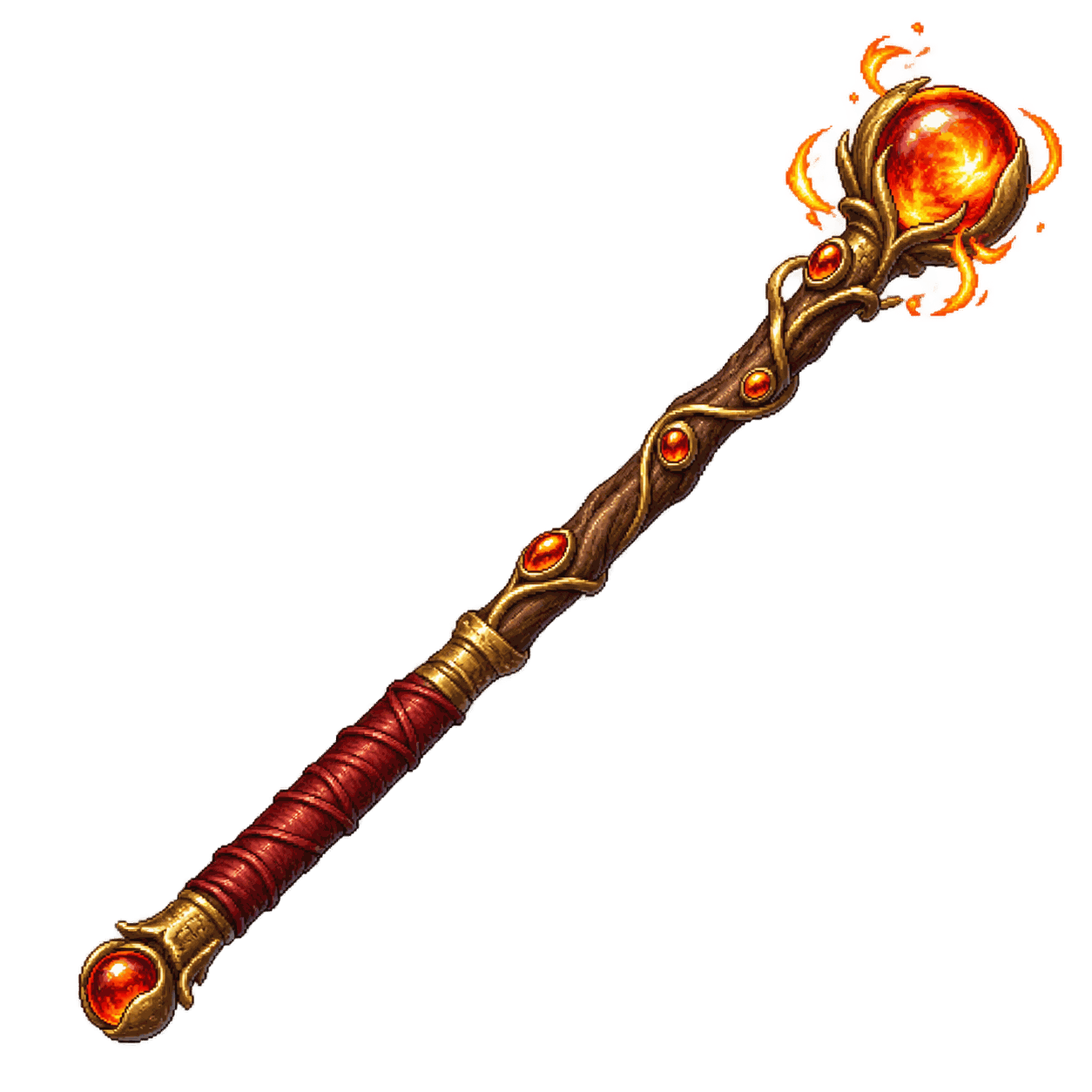 Static high-resolution pixel-art illustration of Wand of Fireballs.