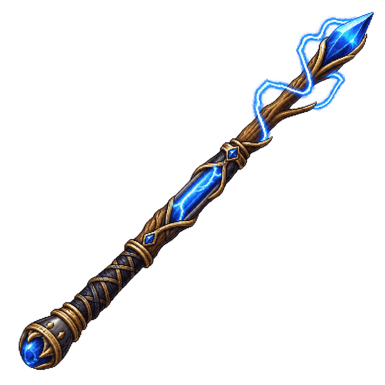 Static high-resolution pixel-art illustration of Wand of Lightning Bolts.