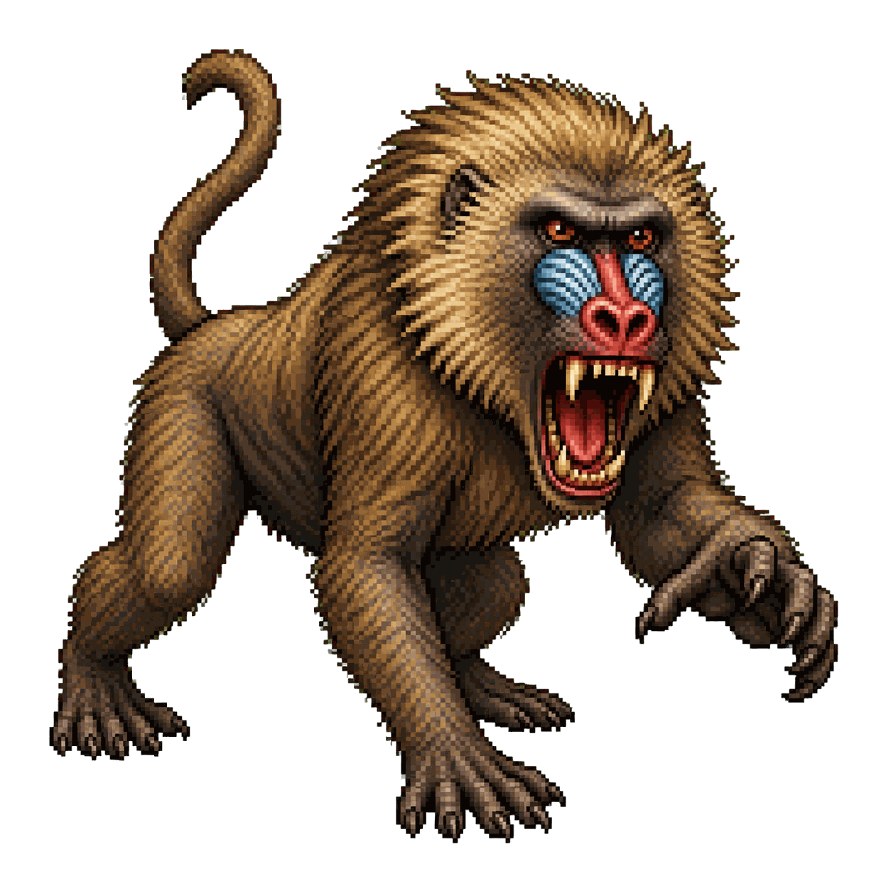 Static high-resolution pixel-art portrait of Baboon.