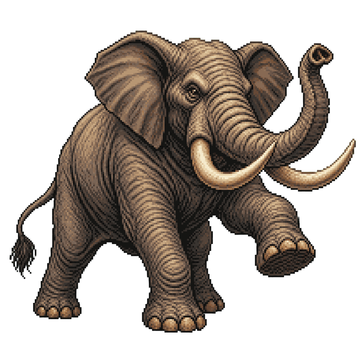 Static high-resolution pixel-art portrait of Elephant.