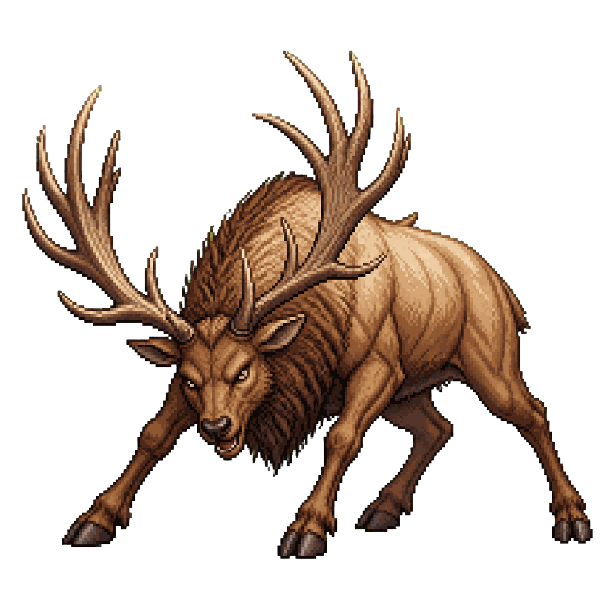 Static high-resolution pixel-art portrait of Elk.