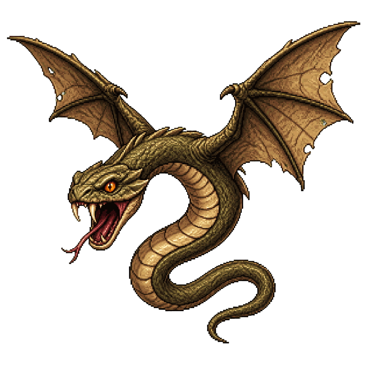 Static high-resolution pixel-art portrait of Flying Snake.