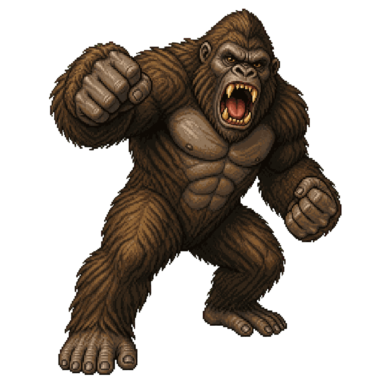 Static high-resolution pixel-art portrait of Giant Ape.