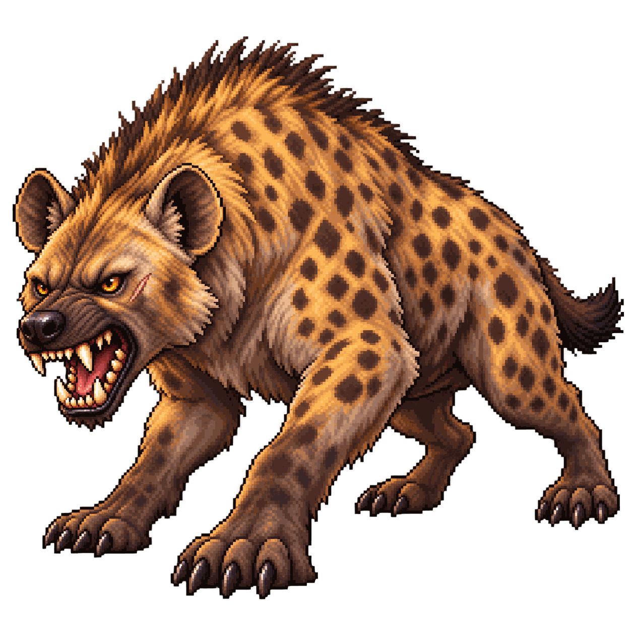 Static high-resolution pixel-art portrait of Giant Hyena.