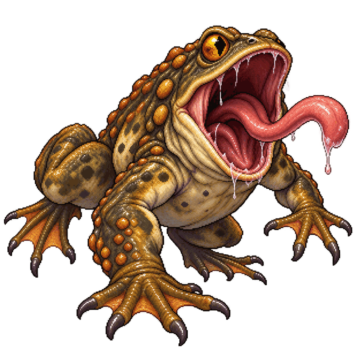 Static high-resolution pixel-art portrait of Giant Toad.