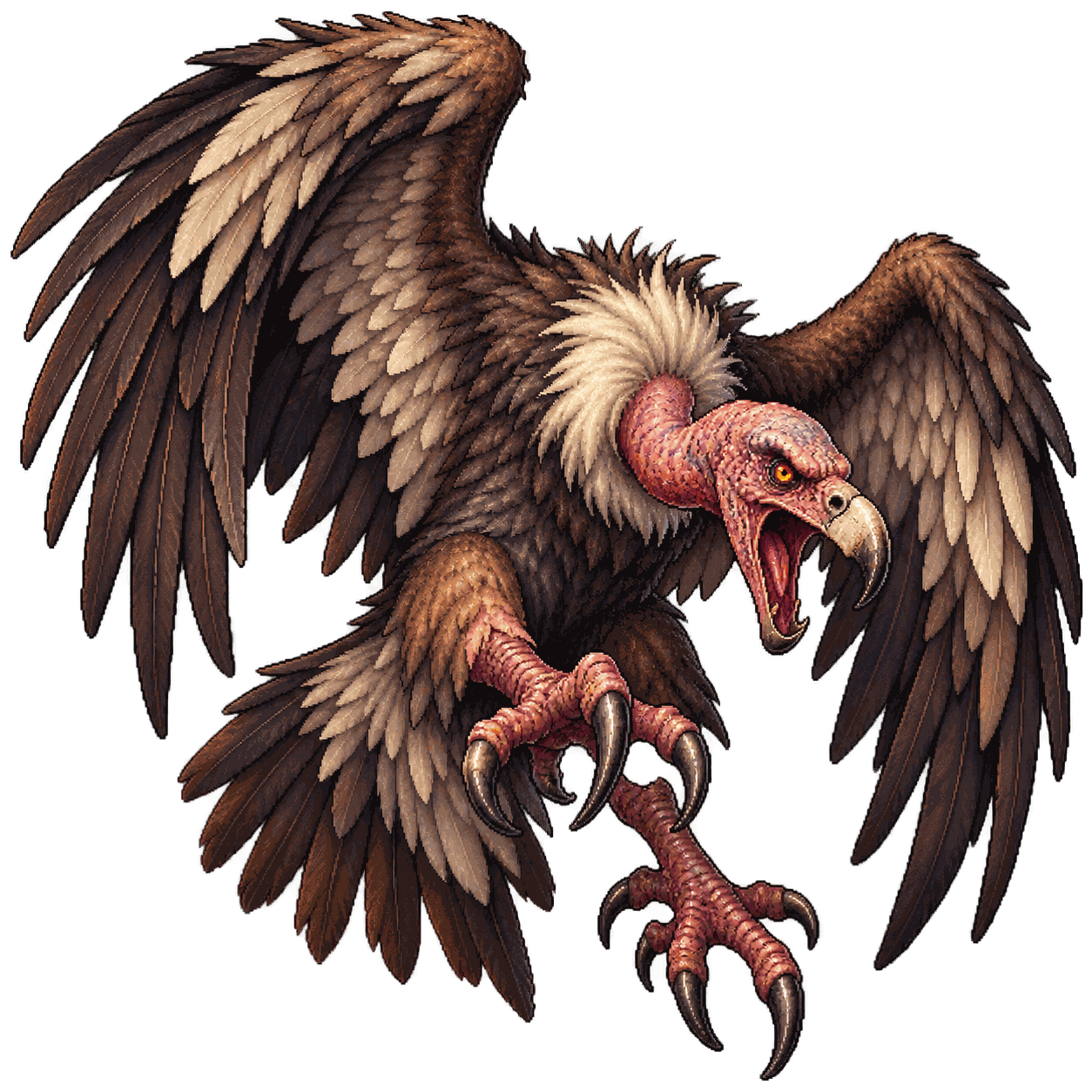 Static high-resolution pixel-art portrait of Giant Vulture.