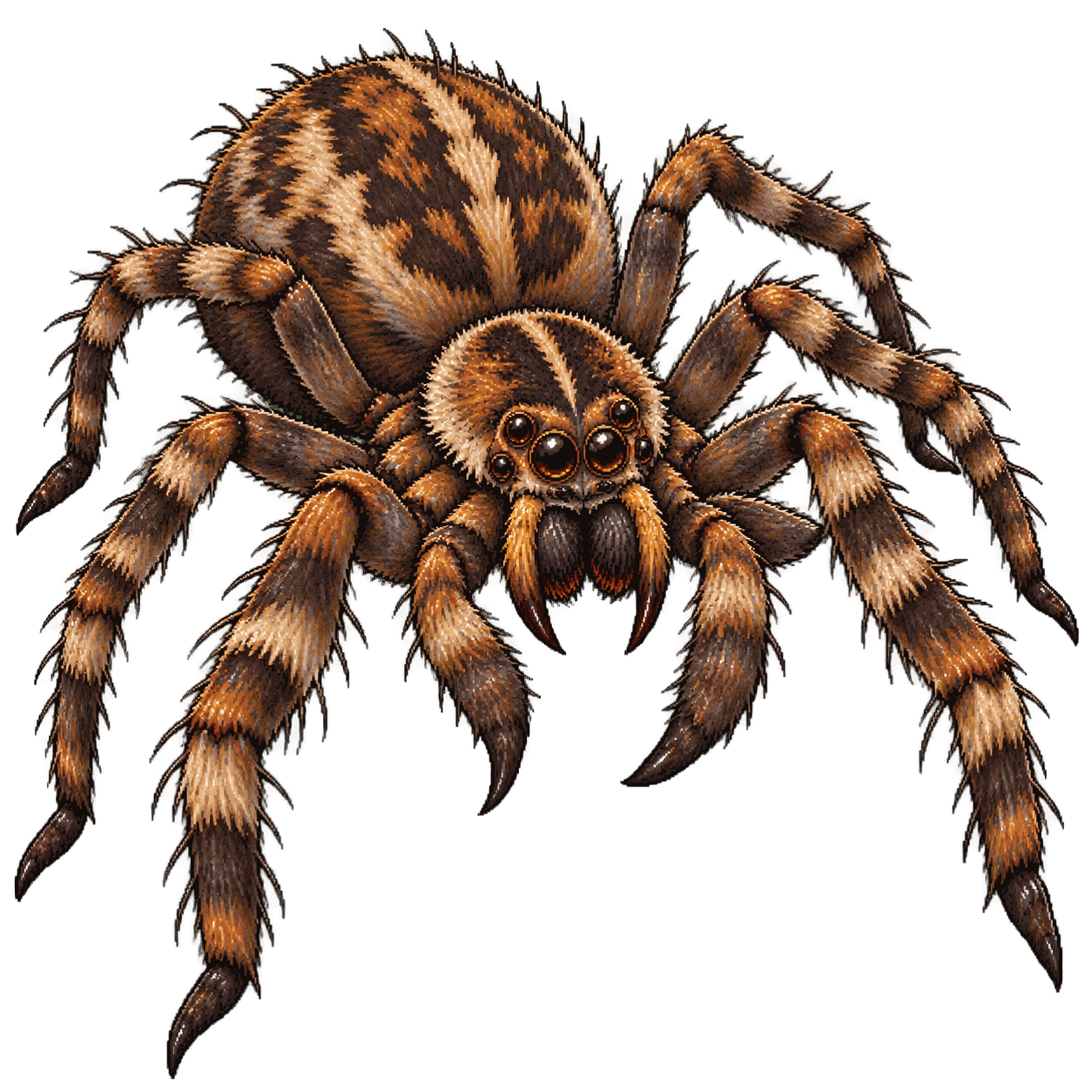 Static high-resolution pixel-art portrait of Giant Wolf Spider.