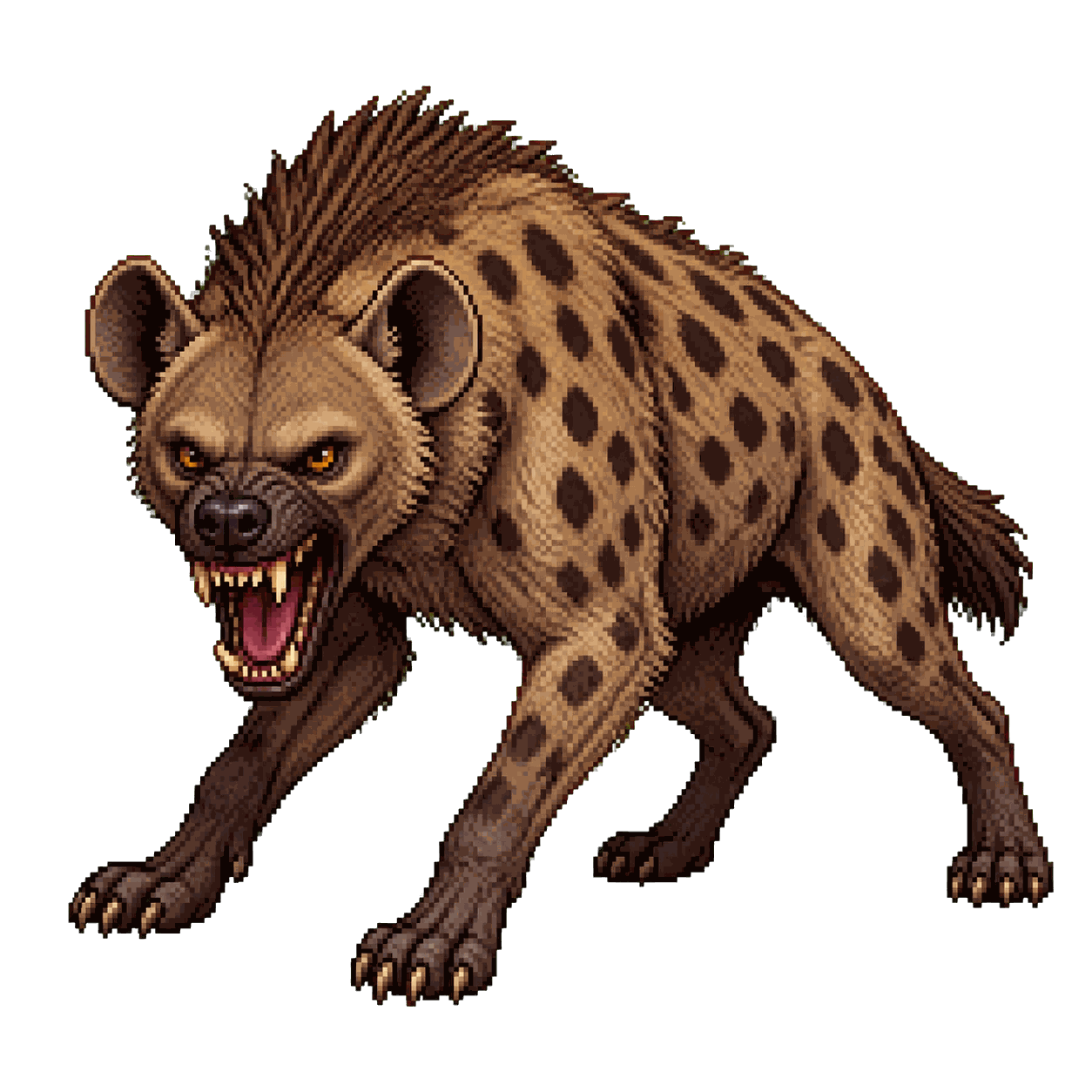 Static high-resolution pixel-art portrait of Hyena.