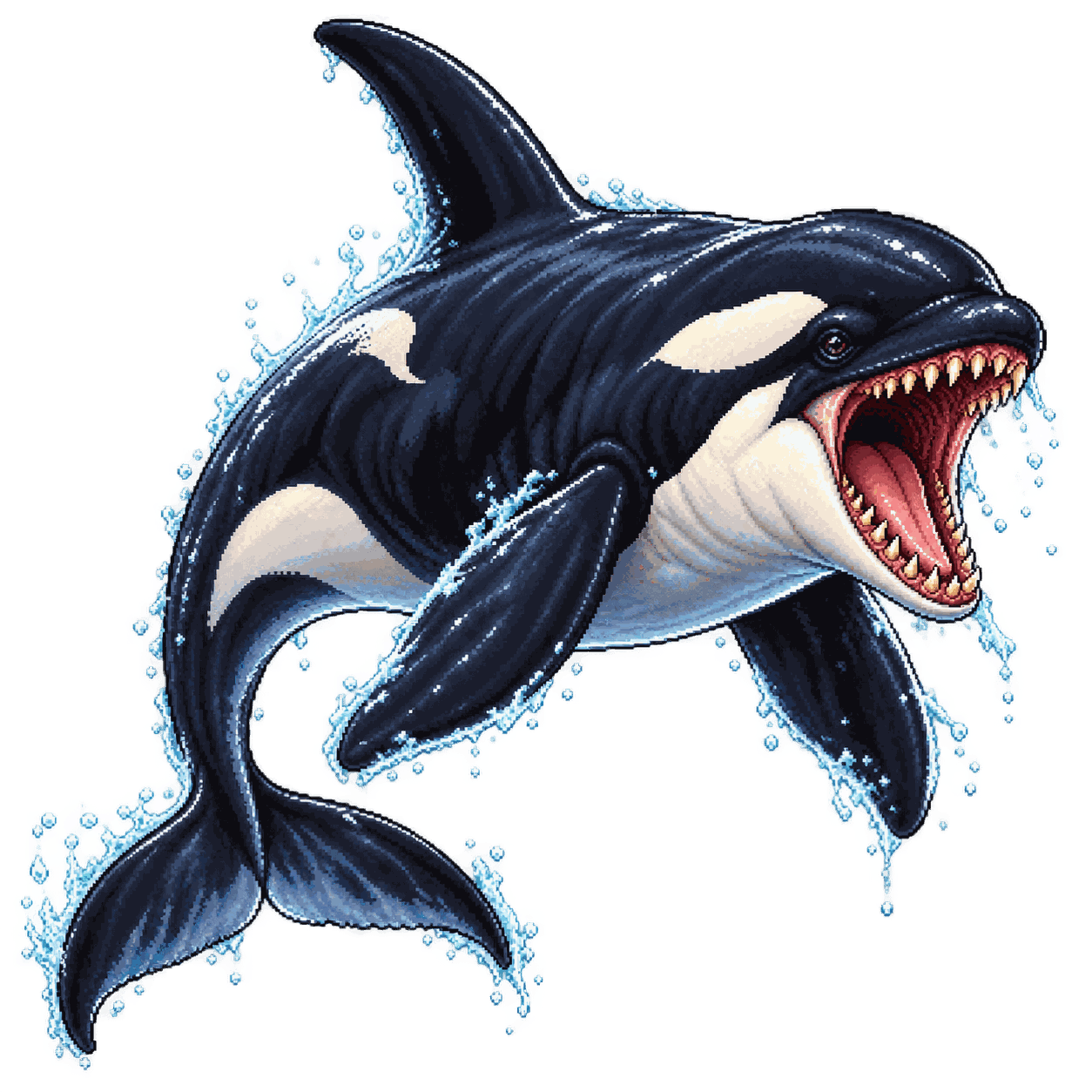Static high-resolution pixel-art portrait of Killer Whale.