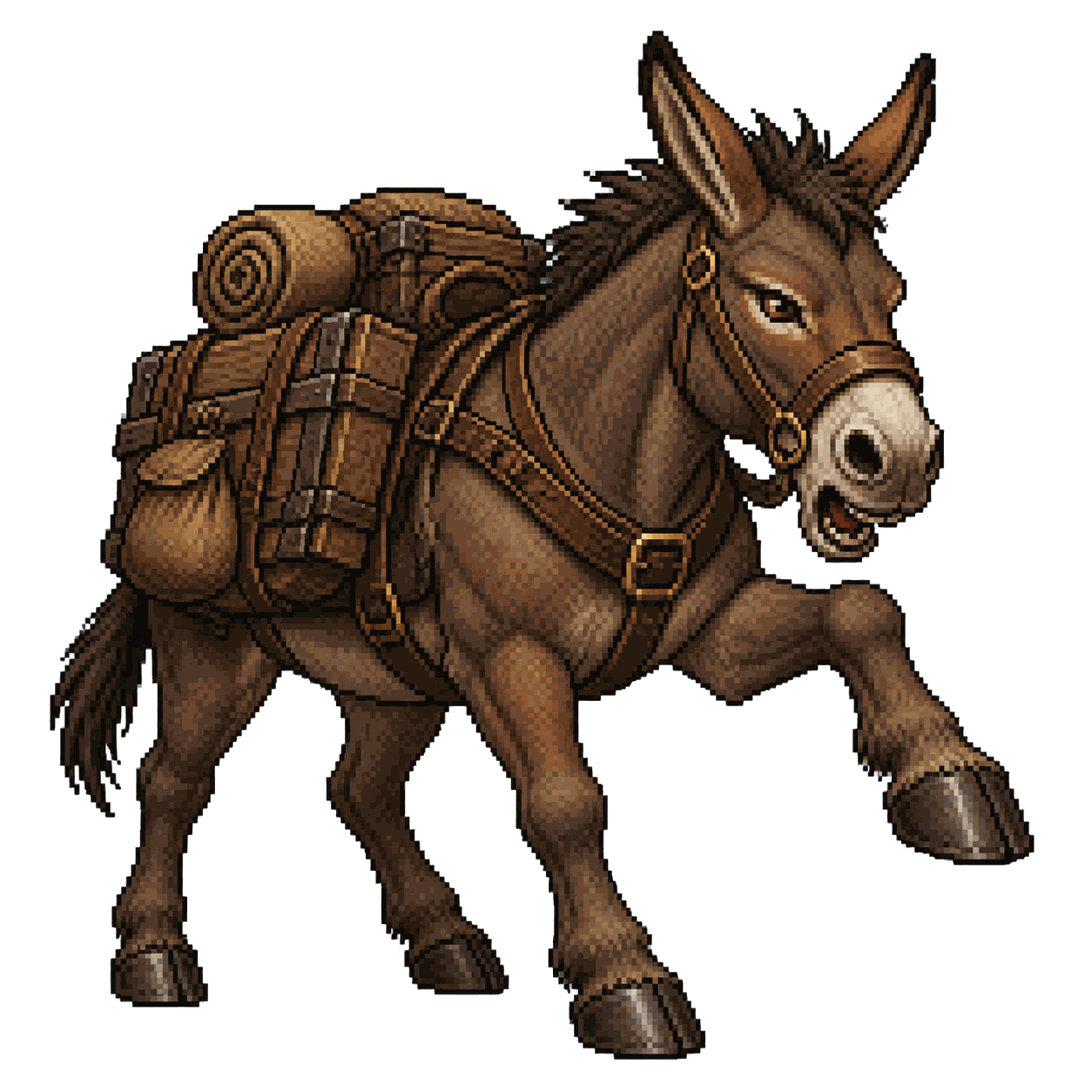 Static high-resolution pixel-art portrait of Mule.