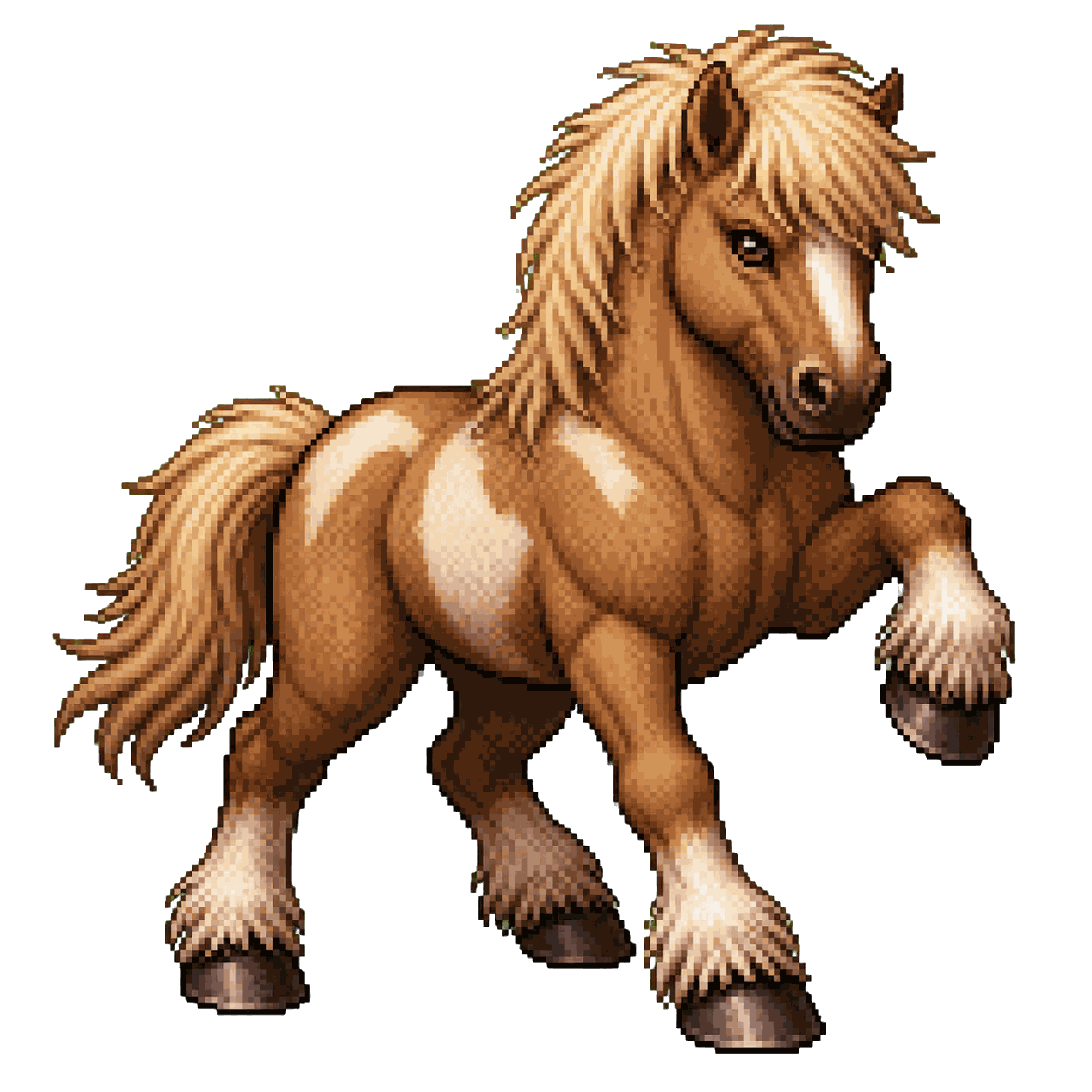 Static high-resolution pixel-art portrait of Pony.