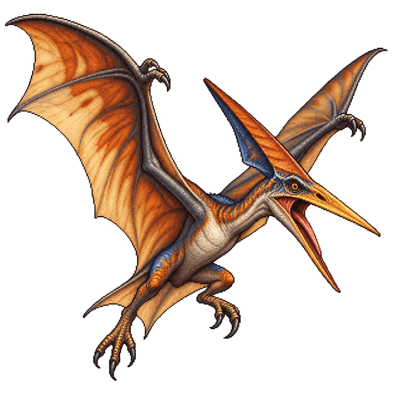 Static high-resolution pixel-art portrait of Pteranodon.