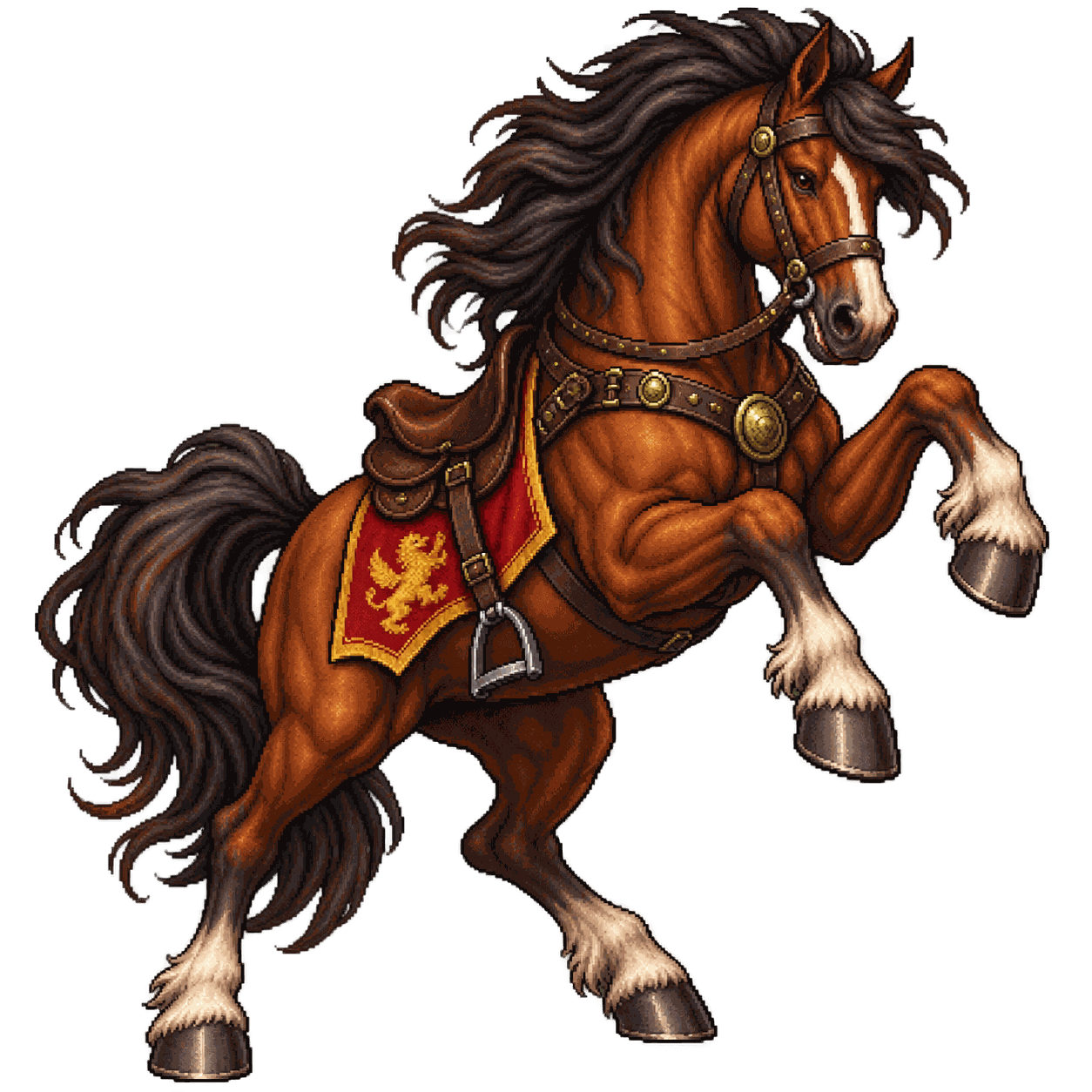 Static high-resolution pixel-art portrait of Warhorse.