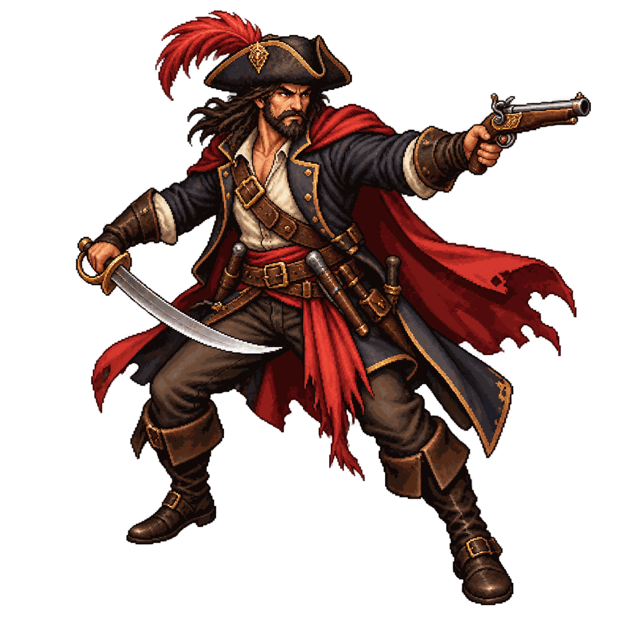 Static high-resolution pixel-art portrait of Bandit Captain.