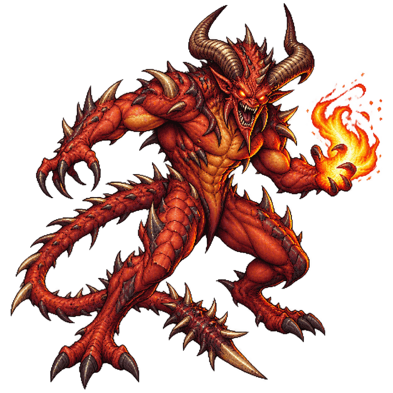 Static high-resolution pixel-art portrait of Barbed Devil.
