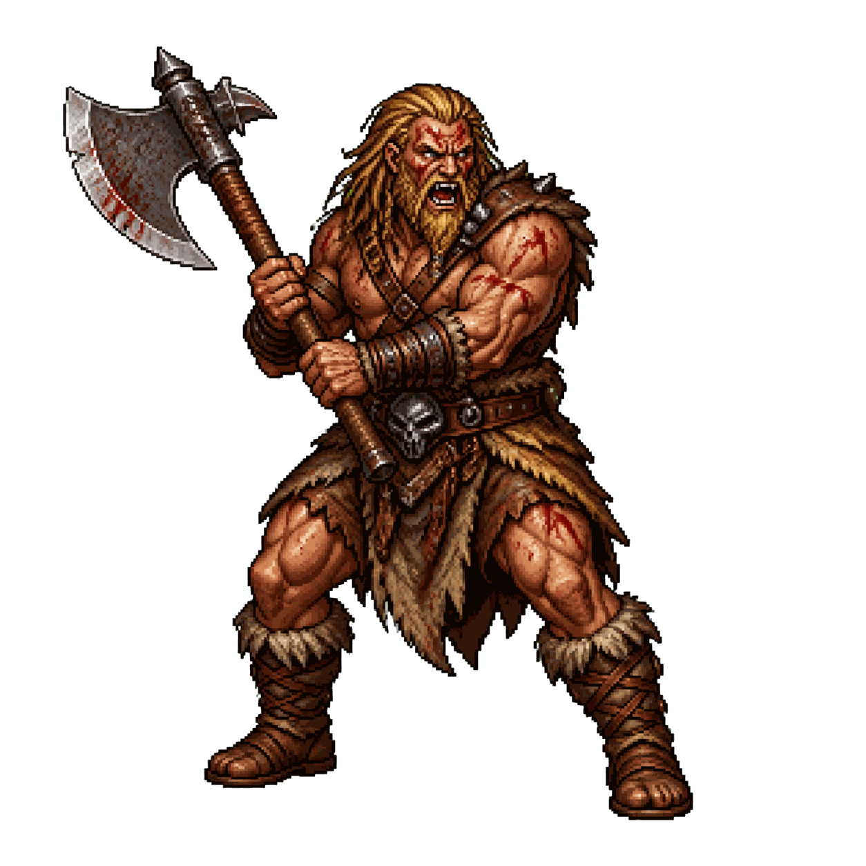 Static high-resolution pixel-art portrait of Berserker.