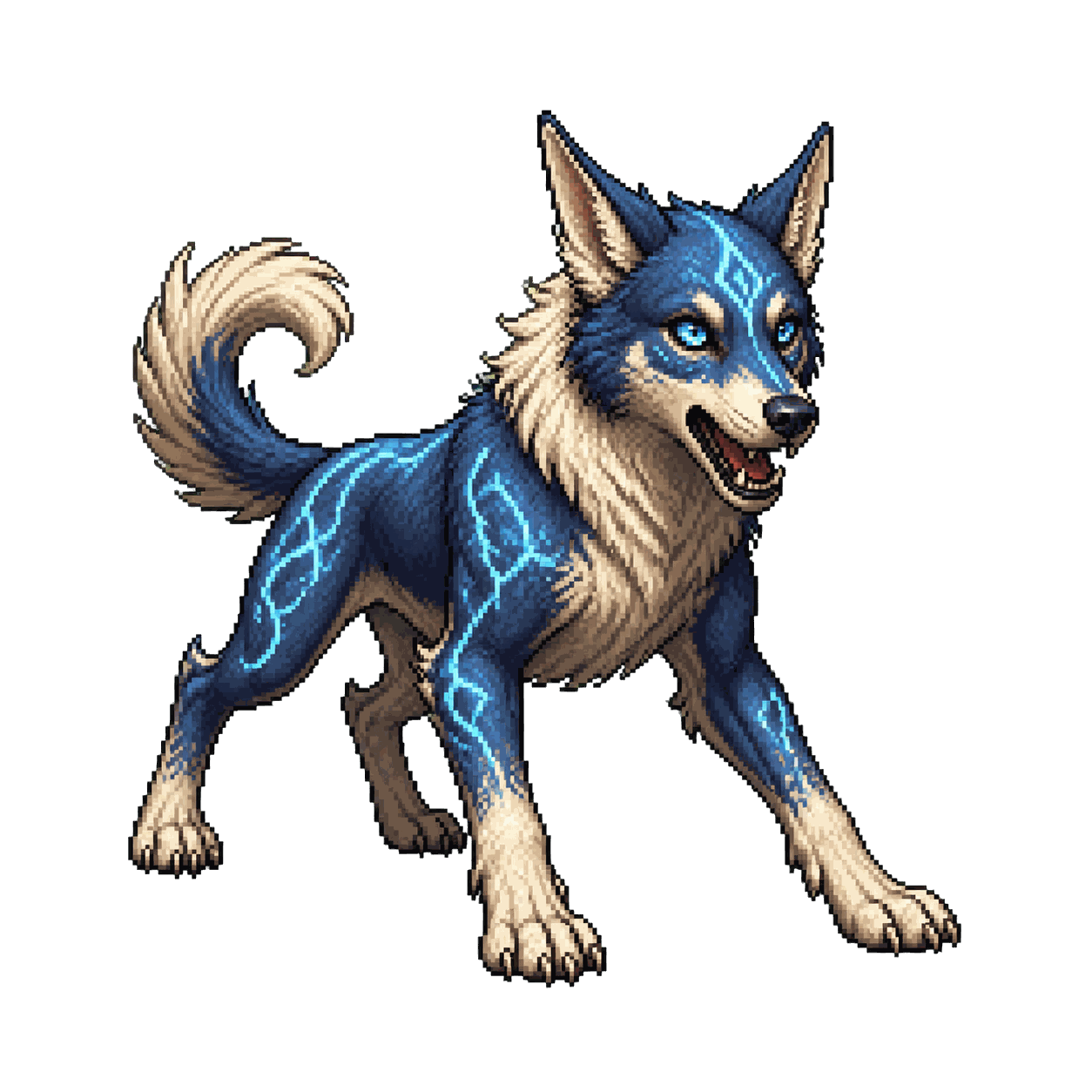 Static high-resolution pixel-art portrait of Blink Dog.