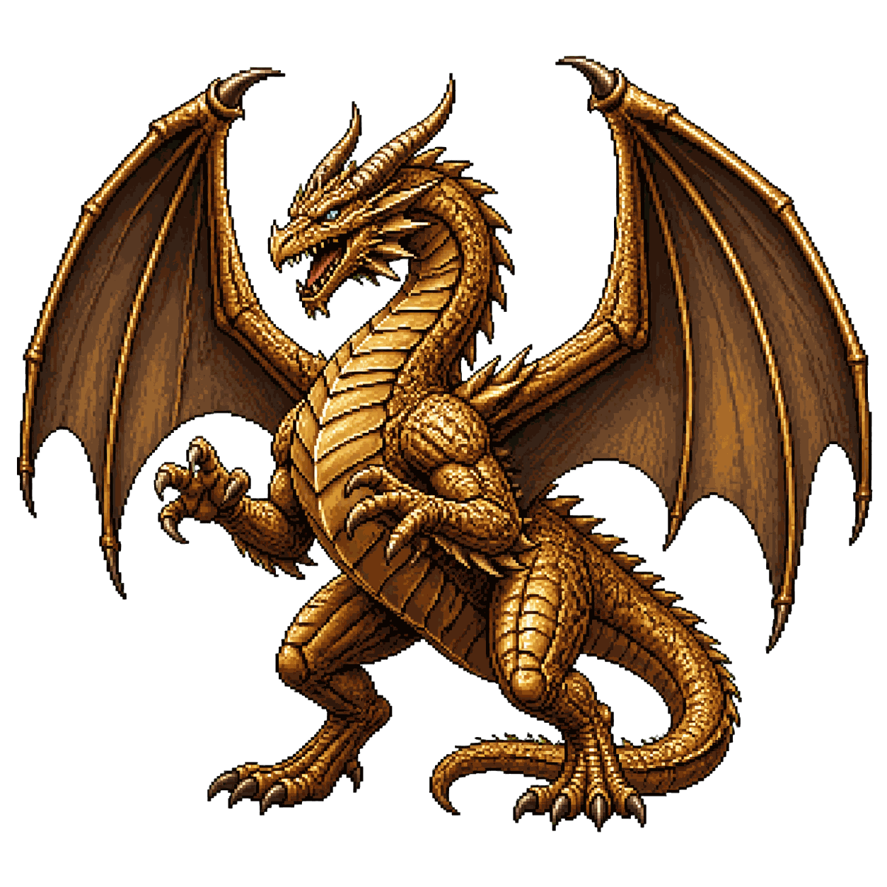 Static high-resolution pixel-art portrait of Ancient Brass Dragon.