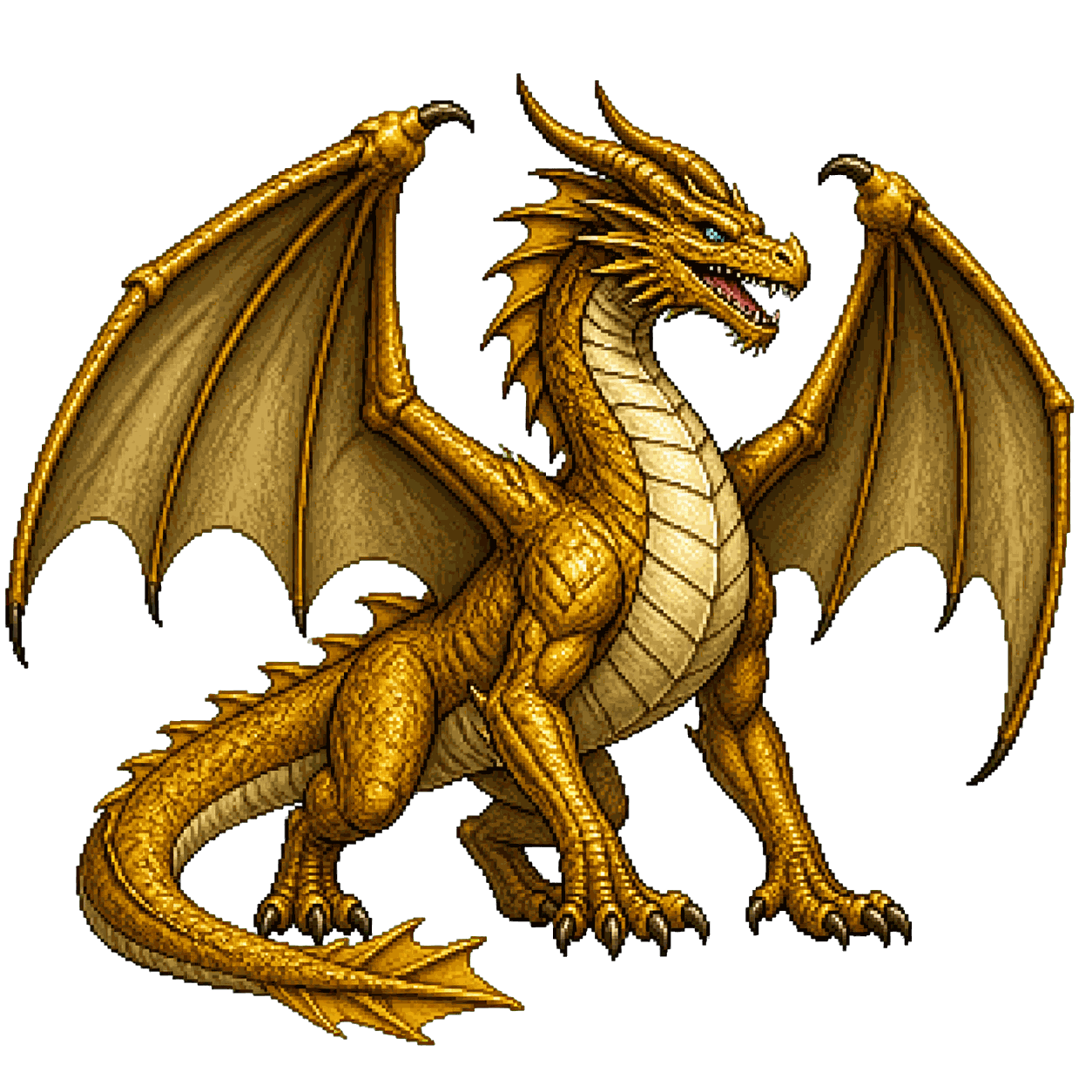 Static high-resolution pixel-art portrait of Adult Bronze Dragon.