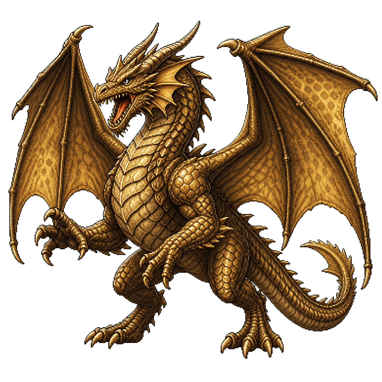 Static high-resolution pixel-art portrait of Ancient Bronze Dragon.