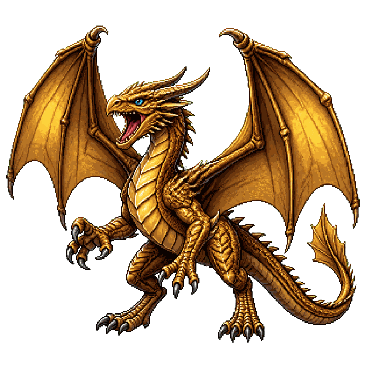 Static high-resolution pixel-art portrait of Bronze Dragon Wyrmling.