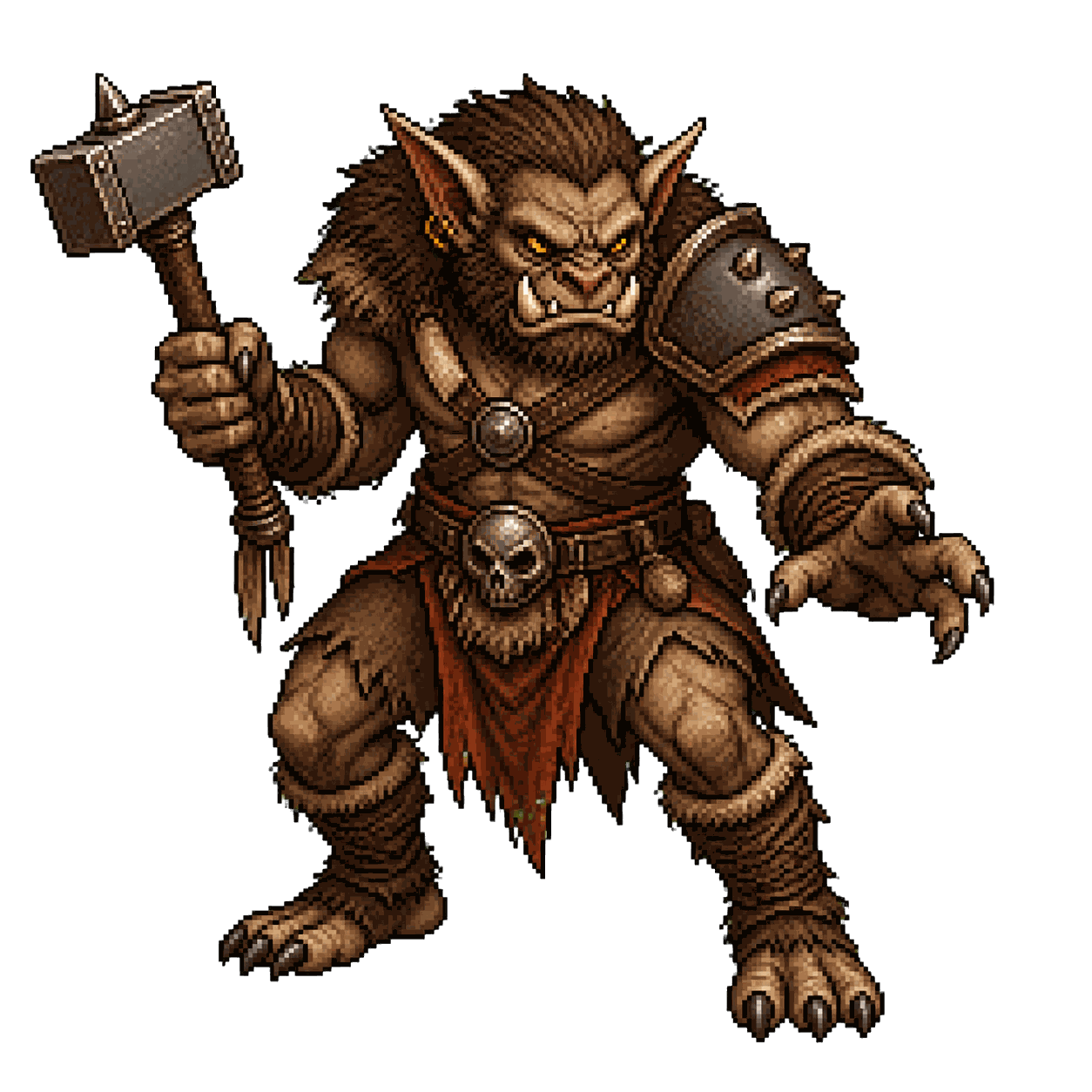 Static high-resolution pixel-art portrait of Bugbear Warrior.