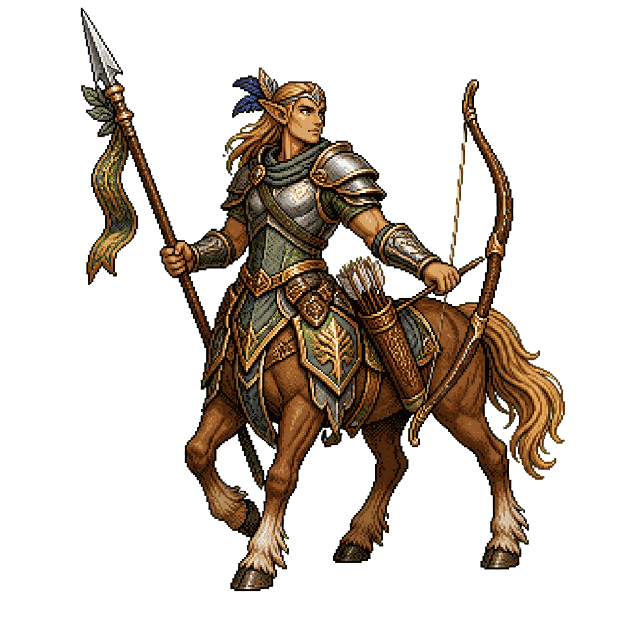 Static high-resolution pixel-art portrait of Centaur Trooper.