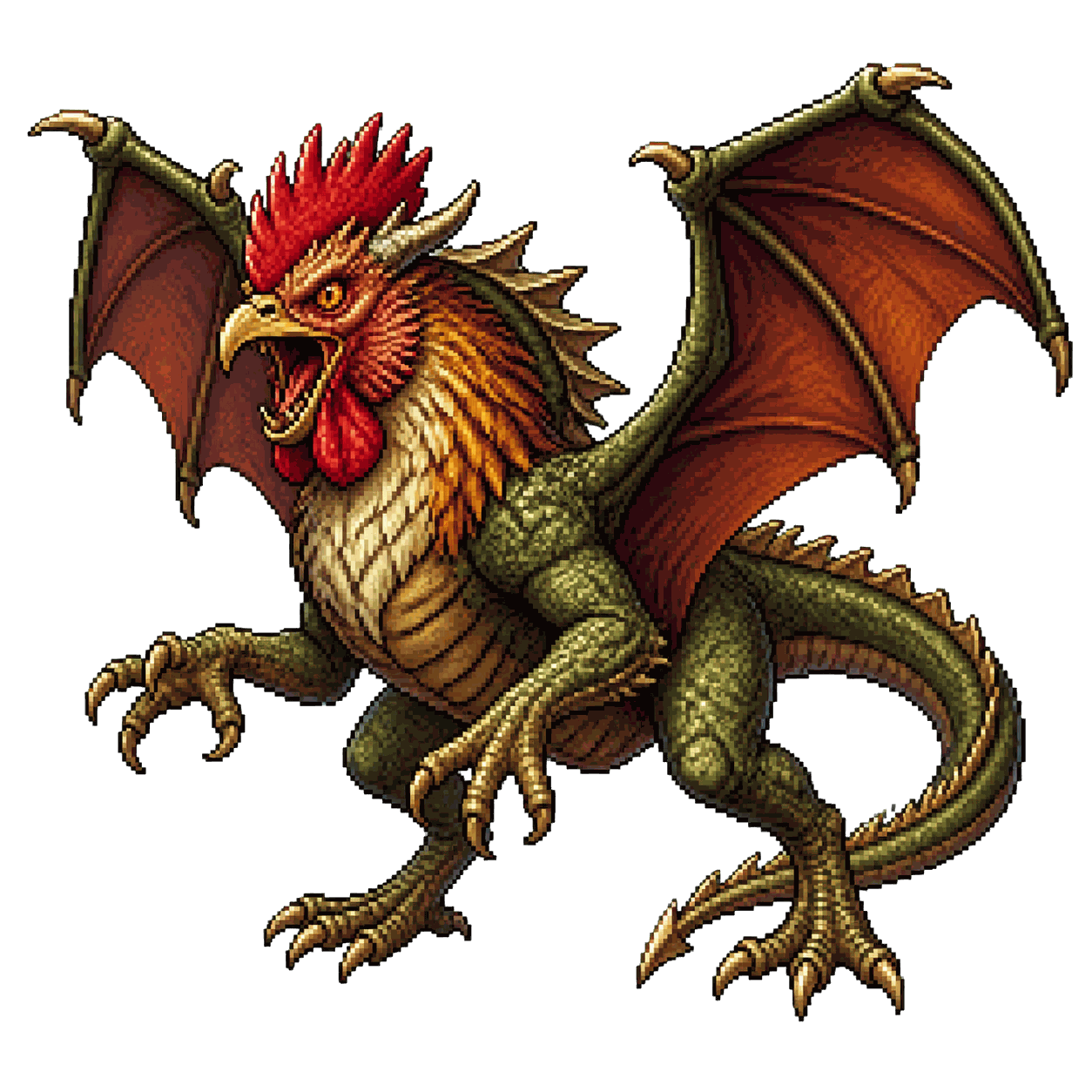 Static high-resolution pixel-art portrait of Cockatrice.