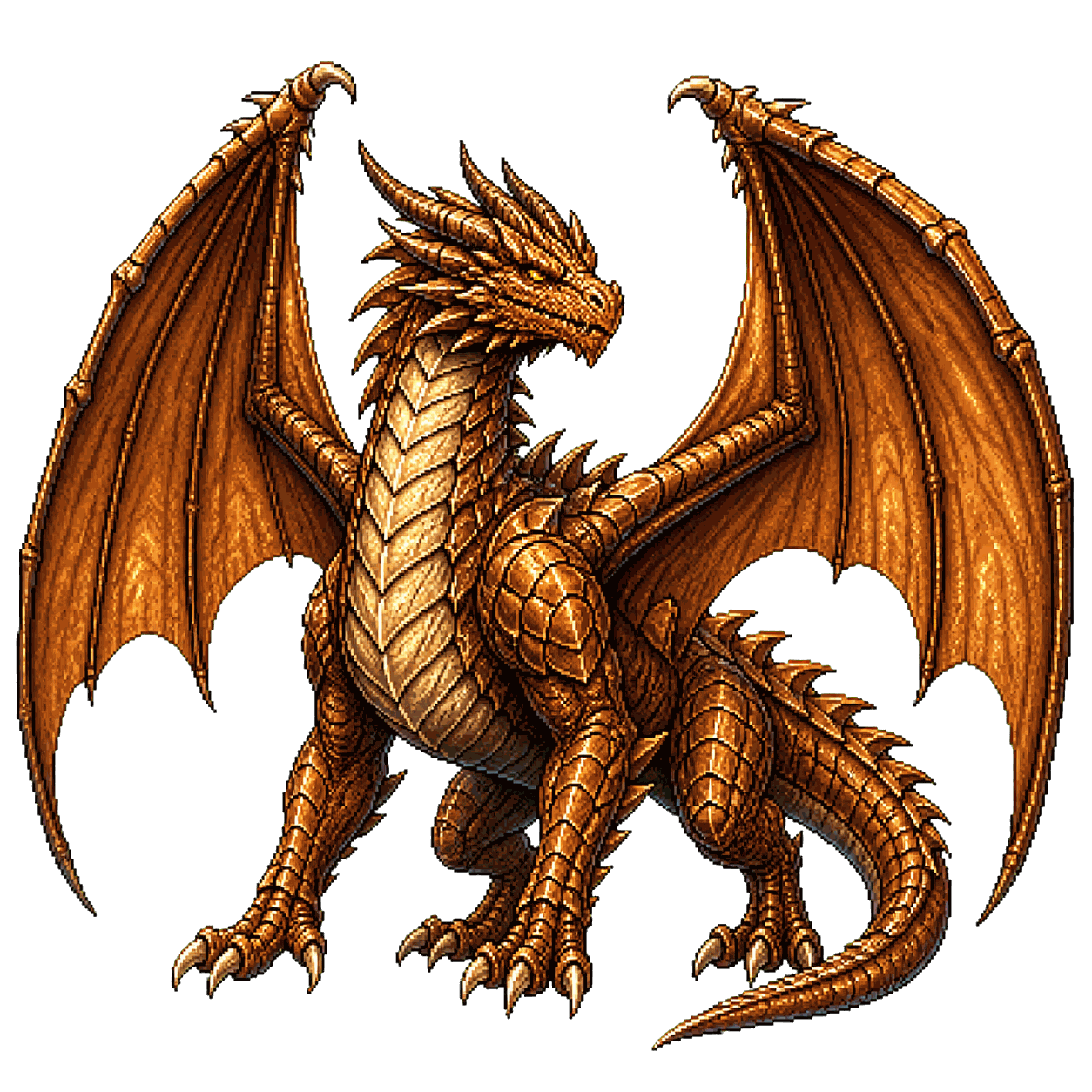 Static high-resolution pixel-art portrait of Ancient Copper Dragon.